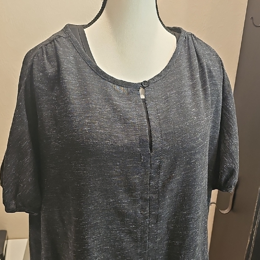 Max Studio Charcoal Heather Woven Top